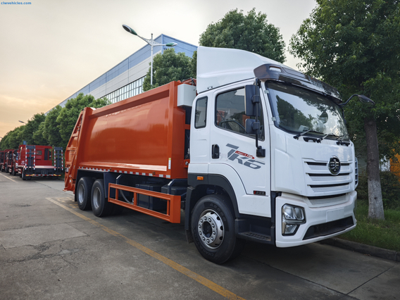 FAW 6x4 20cbm garbage compactor truck with rear winch