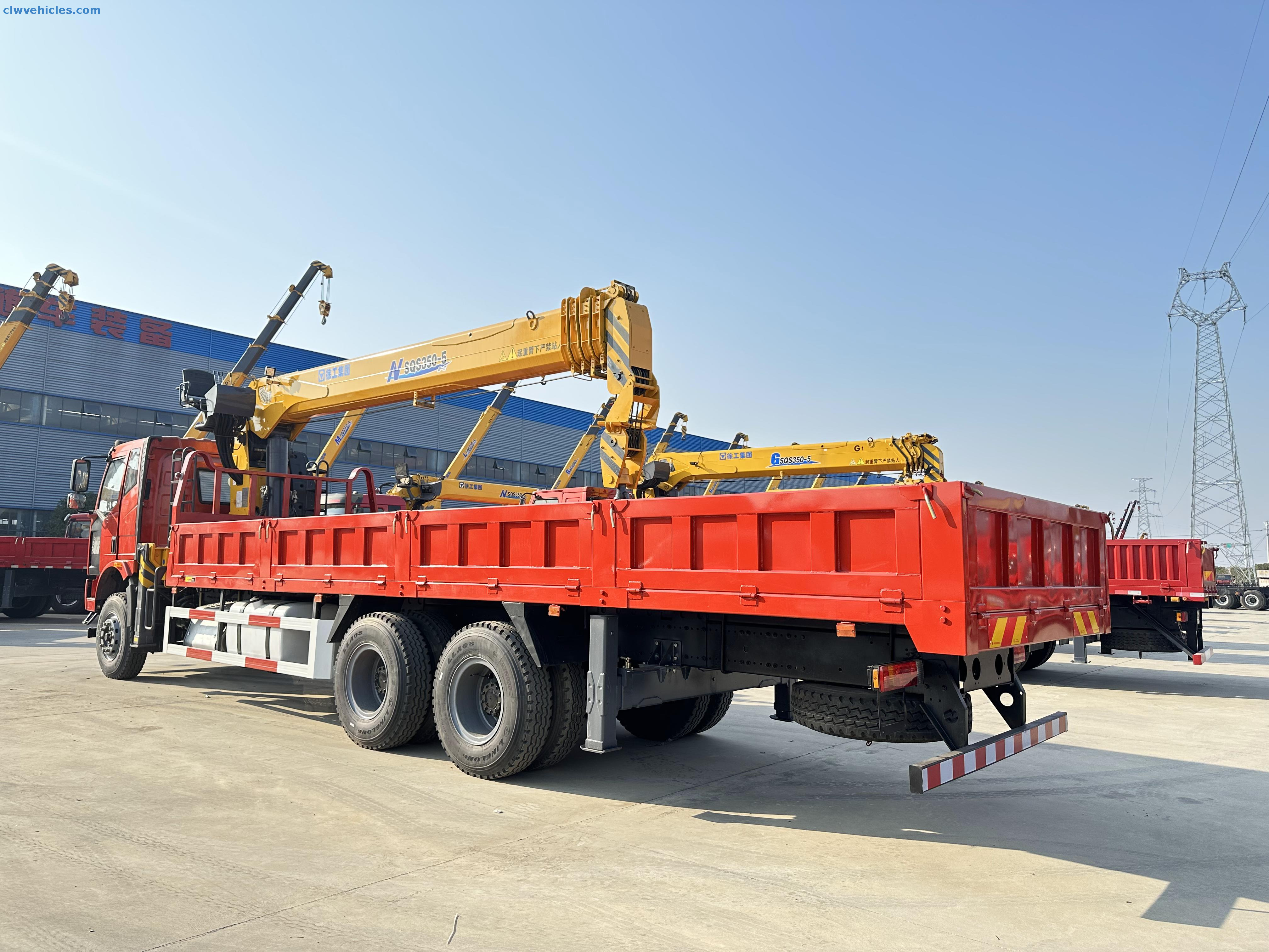FAW 6x4 Cargo Truck Mounted Straight-arm Crane