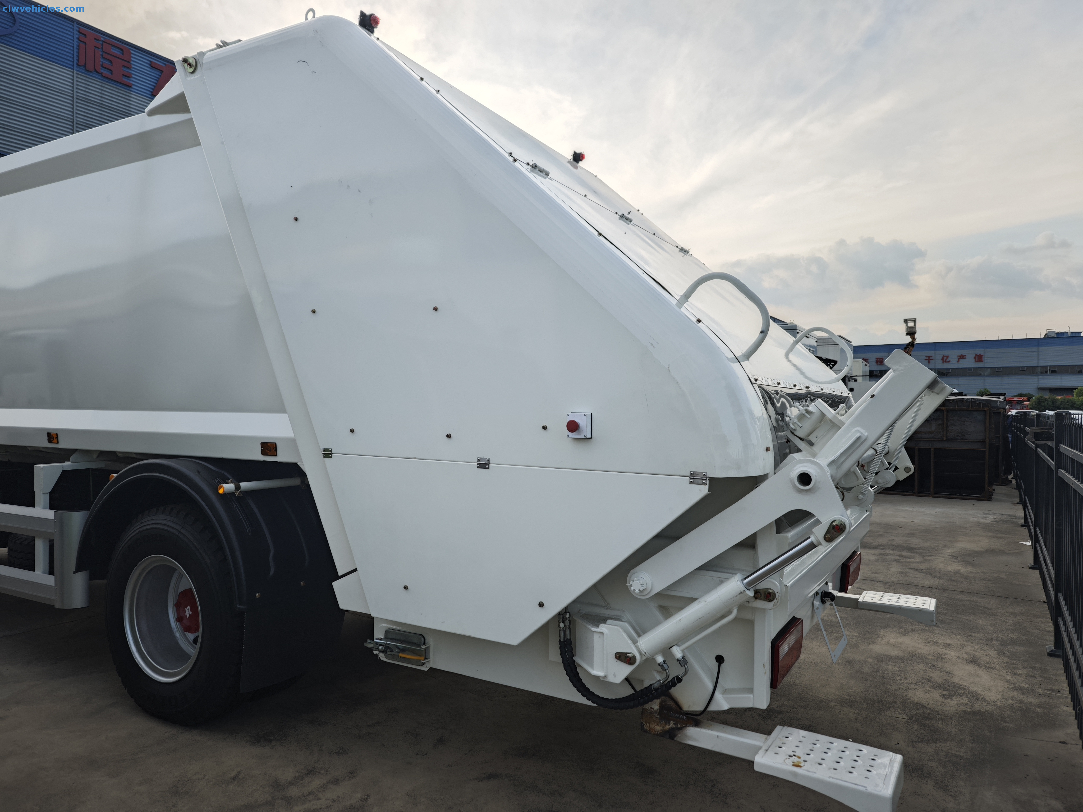 Rear loader garbage truck with 240L and 480L waste bins