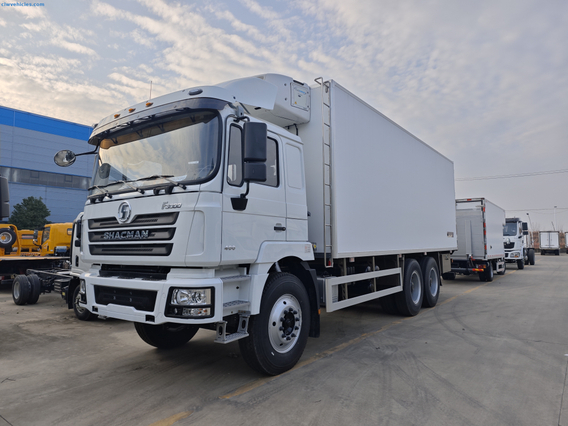 Shacman F3000 6x4 refrigerated truck front view for cold chain logistics