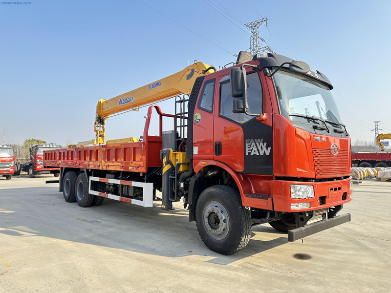 FAW 6x4 Cargo Truck Mounted Straight-arm Crane